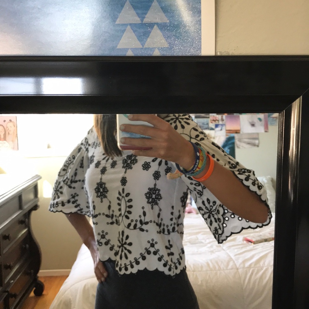 Fancy black and white top